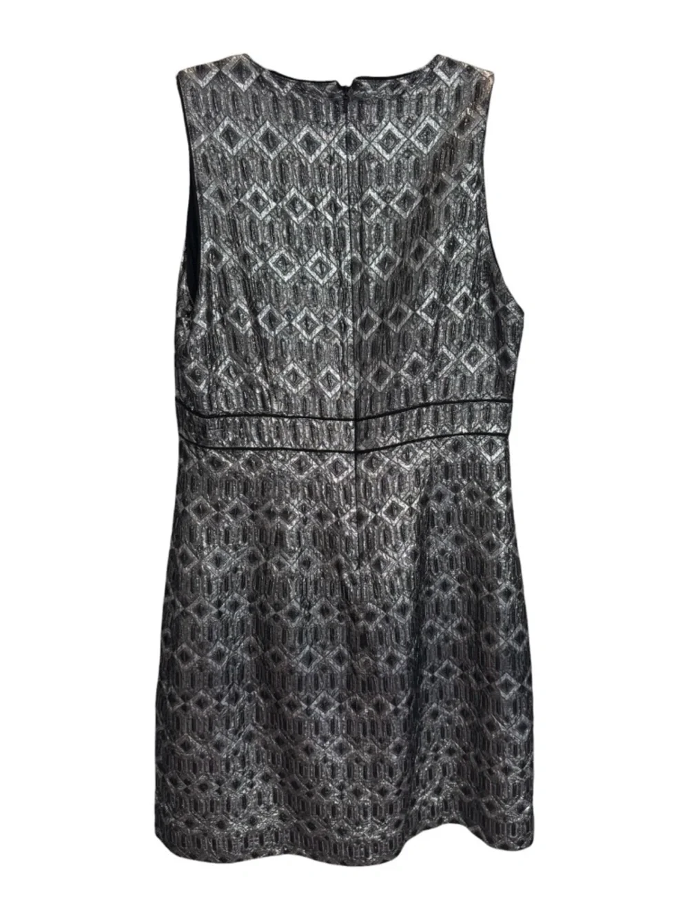 Tory Burch Metallic Silver Geometric Sleeveless Mini Dress